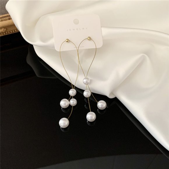 💙 Pearl Strings Earrings Sterling Silver - Picture 10 of 16